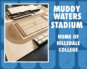 Hillsdale College Muddy Waters Stadium - Maple Laser-Cut and Engraved