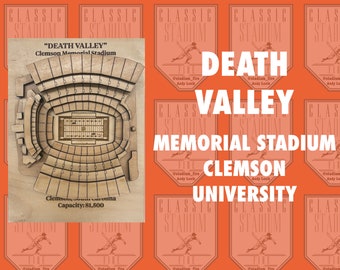 Clemson University, Memorial Stadium - Maple Laser-Cut and Engraved