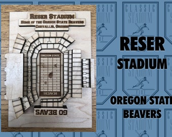 Oregon State Beavers Reser Stadium - Maple Laser-Cut and Engraved