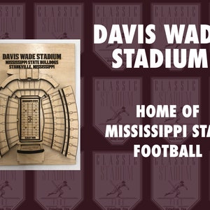 Mississippi State Bulldogs Davis Wade Stadium - Maple Laser-Cut and Engraved