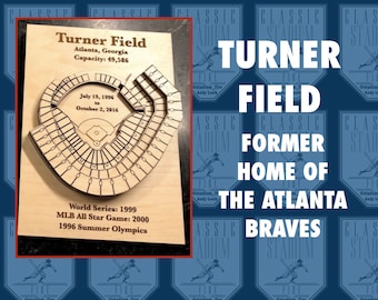 Atlanta Braves Turner Field - Maple Laser-Cut and Engraved