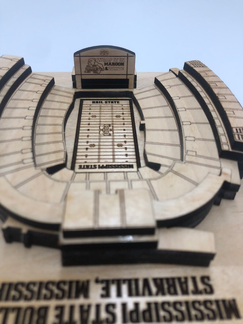 Mississippi State Bulldogs Davis Wade Stadium - Maple Laser-Cut and Engraved image 5