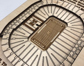 Michigan Stadium - Maple Laser-Cut and Engraved