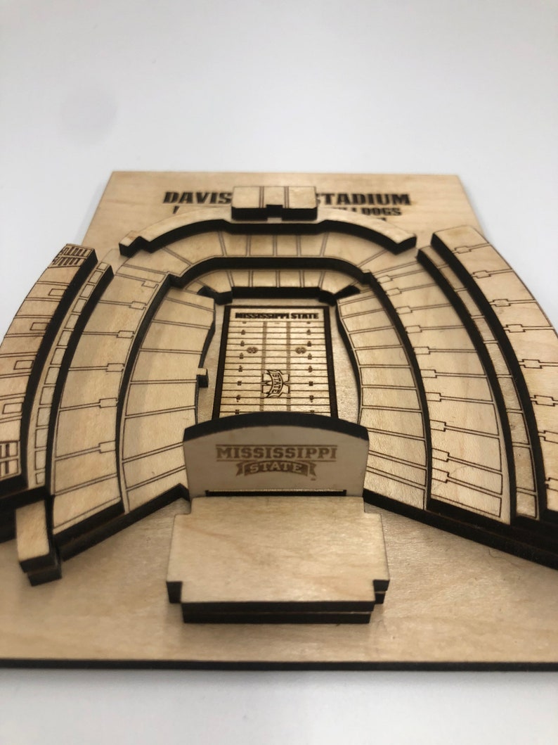 Mississippi State Bulldogs Davis Wade Stadium - Maple Laser-Cut and Engraved image 3