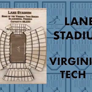 Virginia Tech Hokies Lane Stadium - Maple Laser-Cut and Engraved