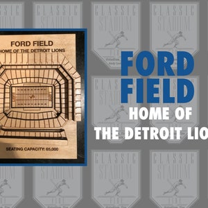 Detroit Lions Ford Field - Maple Laser-Cut and Engraved