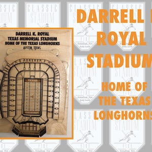 Darrell K. Royal- Texas Memorial Stadium - Maple Laser-Cut and Engraved