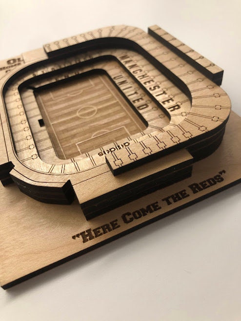 Old Trafford Manchester United Stadium - Maple Laser-cut and Old Trafford Manchester United Stadium - Maple Laser-cut and