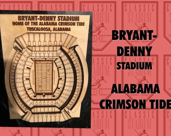 University of Alabama, Bryant-Denny Stadium - Maple Laser-Cut and Engraved