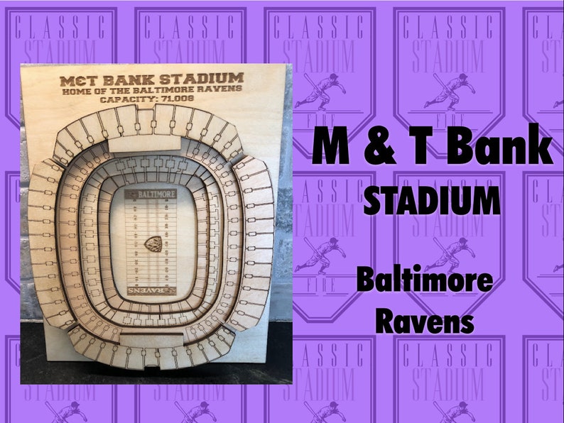Baltimore Ravens, M&T Bank Stadium Maple Laser-Cut and Engraved Stadium image 1
