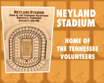 Tennessee Volunteers Neyland Stadium - Maple Laser-Cut and Engraved