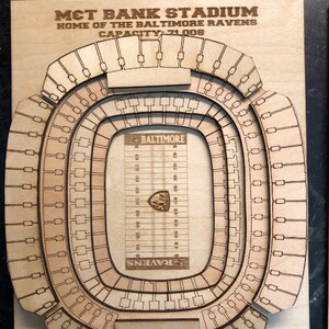 Baltimore Ravens, M&T Bank Stadium Maple Laser-Cut and Engraved Stadium image 3
