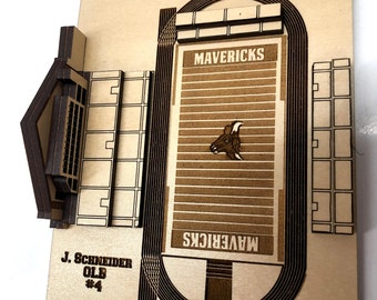 UNO Mavericks Caniglia Field Football Stadium - Maple Laser-Cut and Engraved