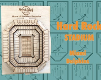 Miami Dolphins Hard Rock Stadium- Maple Laser-Cut and Engraved Stadium