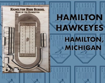 Hamilton Hawkeyes Football Stadium - Maple Laser-Cut and Engraved