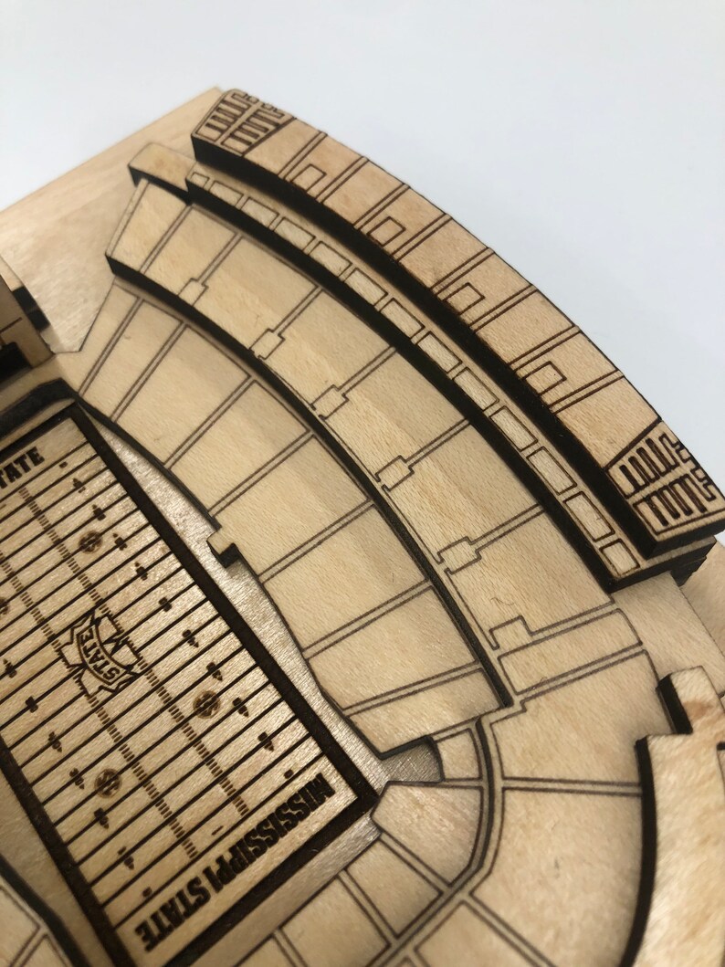 Mississippi State Bulldogs Davis Wade Stadium - Maple Laser-Cut and Engraved image 4