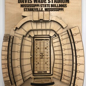 Mississippi State Bulldogs Davis Wade Stadium - Maple Laser-Cut and Engraved image 2