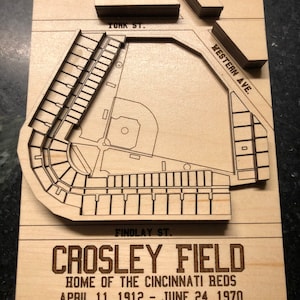 Cincinnati Reds Crosley Field - Maple Laser-Cut and Engraved