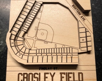 Cincinnati Reds Crosley Field - Maple Laser-Cut and Engraved