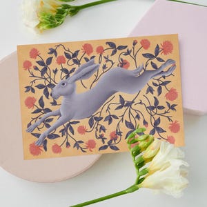 Cartolina illustrata con coniglietto: perfetta per compleanni, Pasqua o ringraziamenti! Facoltativamente con busta