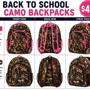 Personalized CAMO back packs Brown or Pink