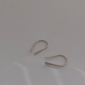 Tiny U Horseshoe earrings, Sterling Silver Gold 1/2 open upside down hoops, Modern minimalist Arc threaders, Girlfriend gift, Mom daughter image 7