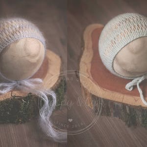 Knit Newborn Bonnet Photography Prop Pattern Pack, Mohair and Fingering Included, Newborn Bonnet Knitting Pattern Set