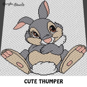 Graphgan Pattern - Corner to Corner - C2C - Thumping Boy Rabbit Cartoon Forest Animal Blanket Afghan Crochet Graphgan Pattern Chart