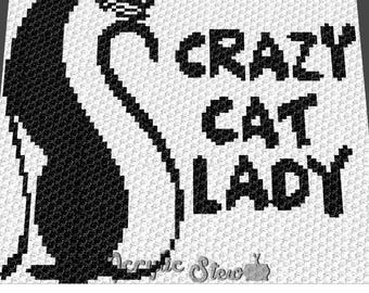 Graphgan Muster - Ecke für Ecke - C2C häkeln - Korbgeflecht - Crazy Cat Lady Lustige Zitat Decke Afghane Häkelanleitung Graph Chart