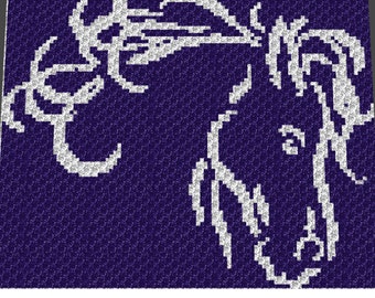 Graphgan Pattern - Corner to Corner - C2C Crochet - Horse Head Stencil Country Western Rodeo Blanket Afghan Crochet Pattern Graphgan Chart