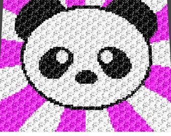 Graphgan Pattern - Corner to Corner - C2C - Kawaii Panda Face Baby Animals Pink Endangered Blanket Afghan Crochet Pattern Graphgan Chart