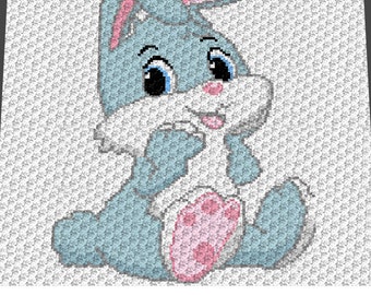 Baby Graphgan Pattern - Corner to Corner - C2C Crochet - Baby Floppy Ear Blue Bunny Rabbit  Blanket Afghan Crochet Graphgan Pattern Chart