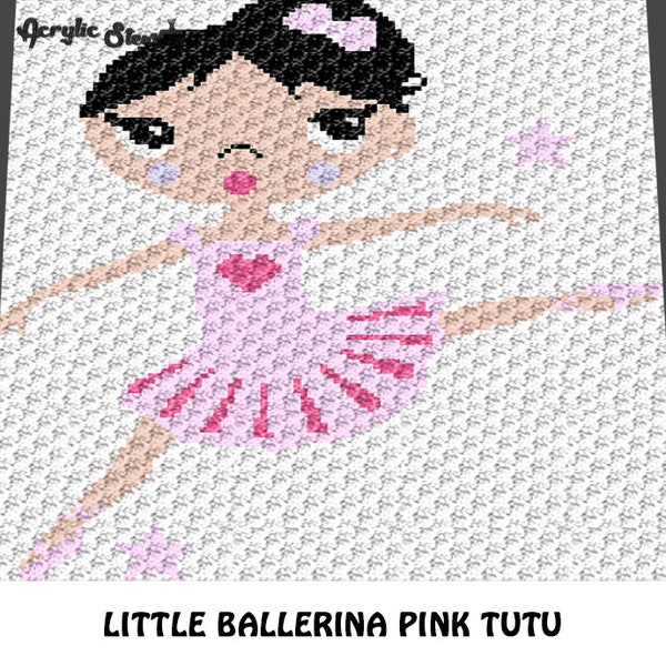 Graphgan Pattern - Corner to Corner - C2C - Little Girl Ballerina Wearing Pink Tutu Blanket Pattern Afghan Crochet Graphgan Pattern Chart
