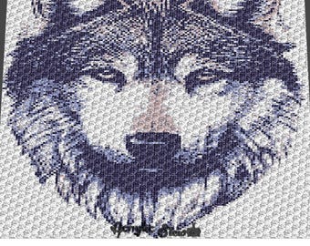 Graphgan Pattern - Corner to Corner - C2C Crochet - Wolf Face Animal Photography Art Blanket Afghan Crochet Pattern Graphgan Chart