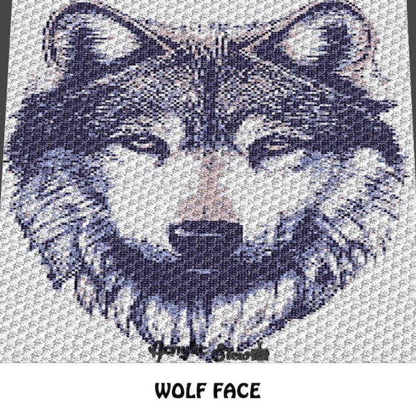 Graphgan Pattern - Corner to Corner - C2C Crochet - Wolf Face Animal Photography Art Blanket Afghan Crochet Pattern Graphgan Chart