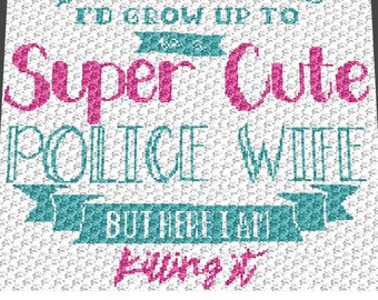 Cute Police Wife C2C crochet blanket pattern; afghan; graphgan pattern, c2c, knitting, cross stitch graph; pdf download; instant download