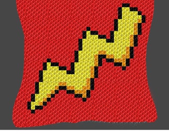 C2C Pillow - Crochet Pillow - Super Fast Superhero Lightning Bolt Crochet Graphgan Pillow Graph Chart Pattern; pdf; instant download