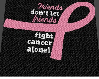 Friends Fight Cancer Awareness Graphgan crochet blanket pattern; graphgan pattern, c2c, cross stitch graph; pdf download; instant download