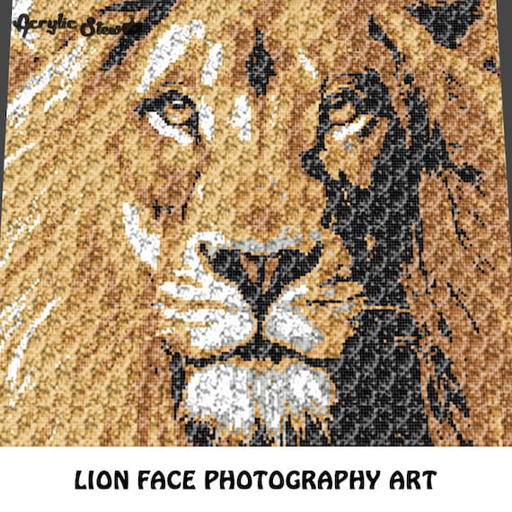 Graphgan Pattern Corner to Corner C2C Crochet Lion Face Tiger Art Orange White Black Blanket Afghan Crochet Pattern Graphgan Chart