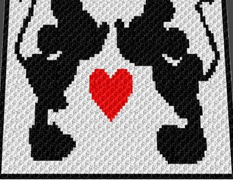 Graphgan Pattern - Corner to Corner - C2C - SC - Boy Mouse & Girl Mouse Love Cartoon Character Blanket Afghan Crochet Graphgan Pattern Chart