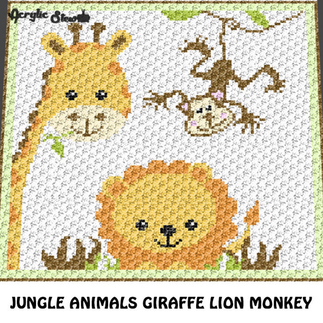 Baby Graphgan Pattern Corner to Corner C2C Baby Giraffe Monkey Lion ...