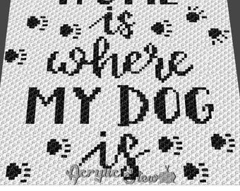 Graphgan Pattern - Corner to Corner - C2C Crochet - Basket Weave - Home Is Where Dog Is Quote Pet Blanket Afghan Crochet Pattern Graph Chart