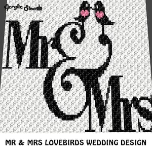 Graphgan Pattern - Corner to Corner - C2C - SC - Mr Mrs Wedding Anniversary Save the Date Love Blanket Afghan Crochet Graphgan Graph Chart