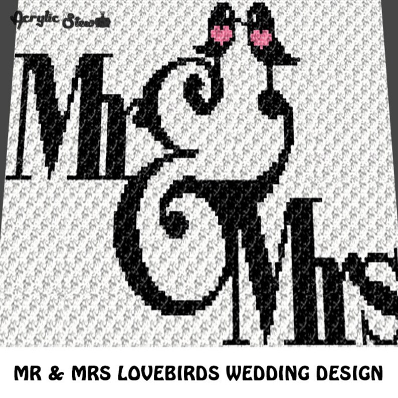 Corner to Corner Graphgan Pattern C2C Mr and Mrs Love Birds Wedding Blanket Afghan Crochet Graphgan Graph Chart; pdf; instant download