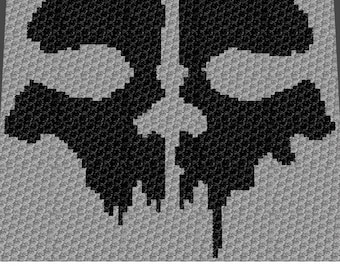 Graphgan Pattern - Corner to Corner - C2C - Military Video Shooter Game Skull Logo Blanket Afghan Crochet Graphgan Pattern Chart