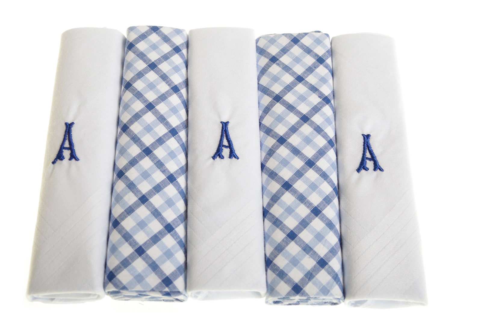 Mens Handkerchiefs Pack of 5 Mens Initial Embroidered White Etsy