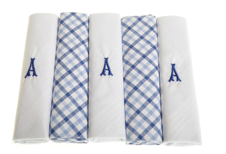 Mens Handkerchiefs Pack of 5 Mens Initial Embroidered White