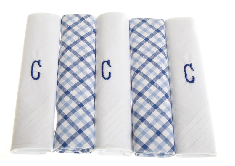 Mens Handkerchiefs Pack of 5 Mens Initial Embroidered White Etsy UK