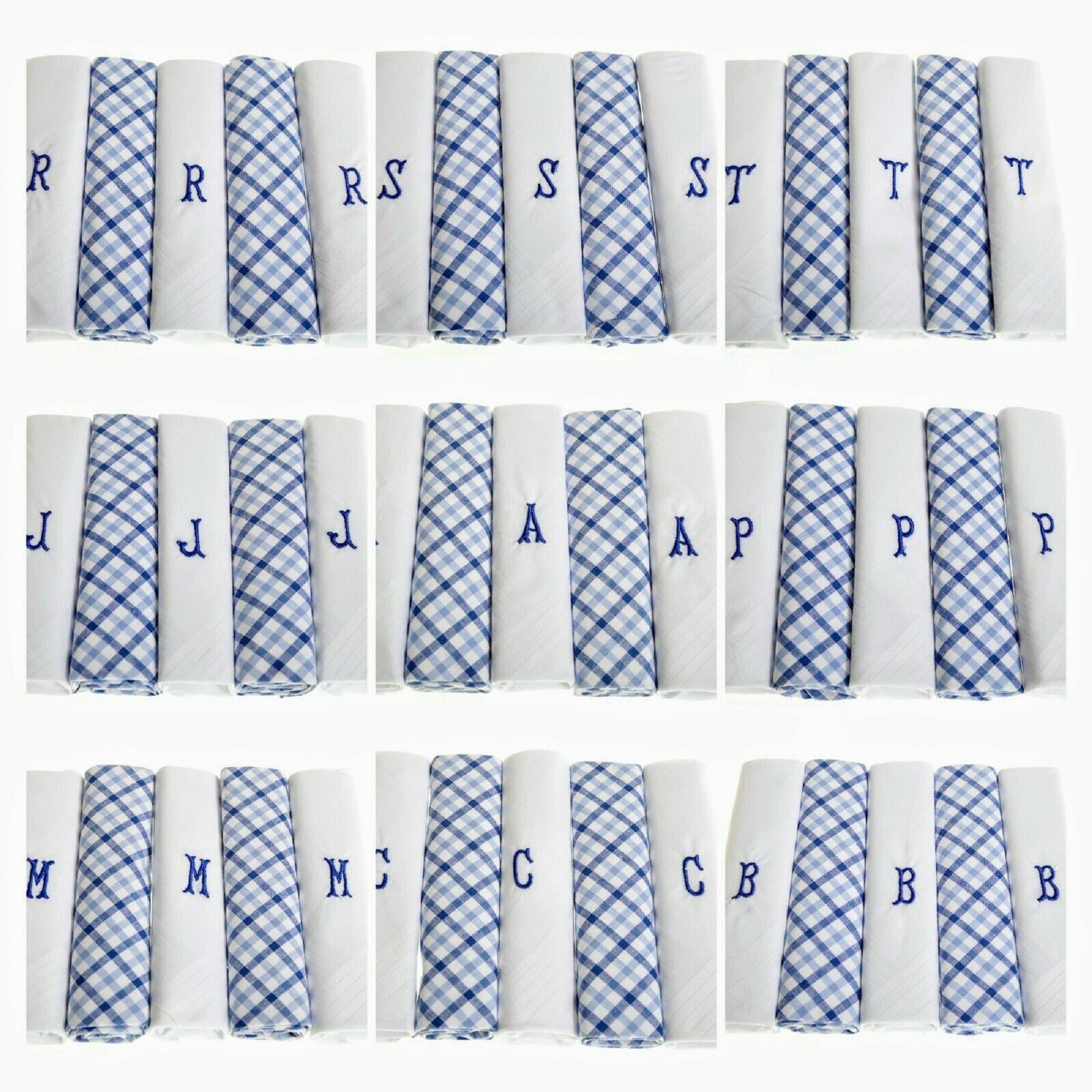 Mens Handkerchiefs Pack of 5 Mens Initial Embroidered White Etsy