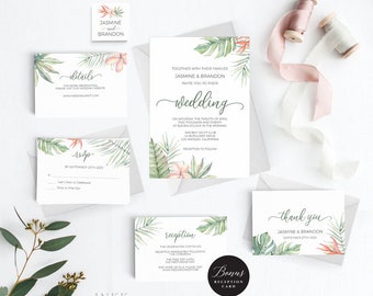 rustic wedding invitation template greenery wedding etsy